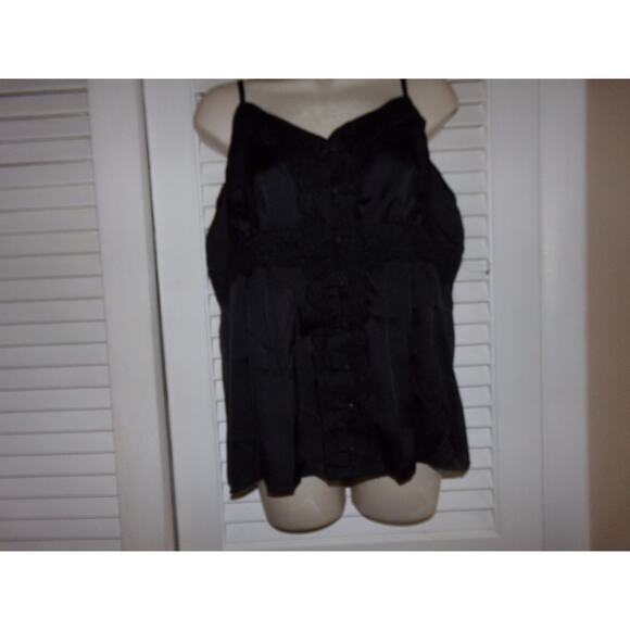 Apt 9 black satin look and lace cami adjustable strap XL NWT Sexy Soft - Picture 1 of 5